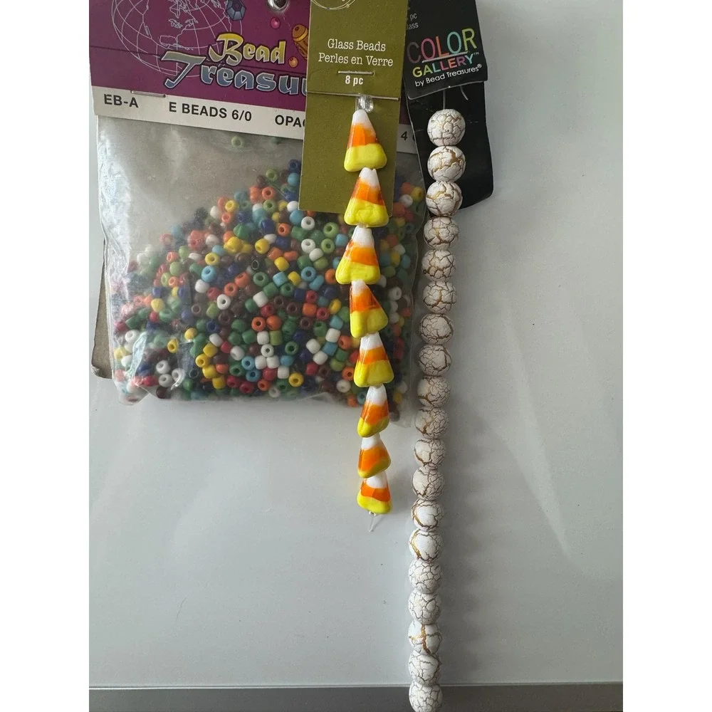 Bead Treasures Bead Landing Candy‎ Corn Crackle E Beads 6/0 Glass Bundle